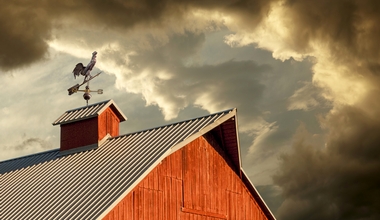 Stormy weather vane barn