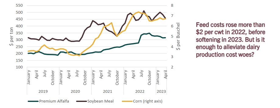 Dairy Feed Costs, 2019 - Present Line Graph