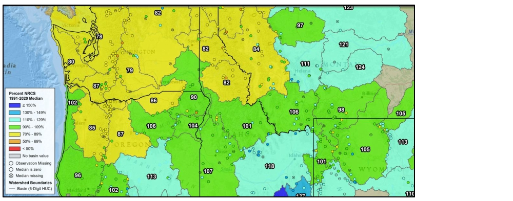 Year to Date Precipitation, Northwestern States Graphic